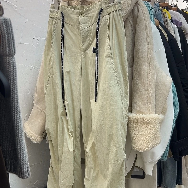 瑕疵-  杏色工装裤 M