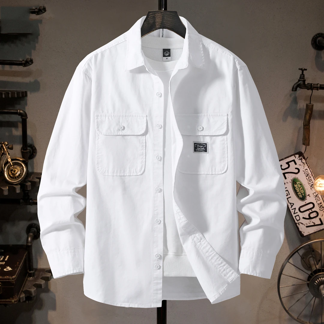MR.MUDI/穆迪先生纯棉衬衣男士2025春季新款潮牌工装休闲翻领衬衫