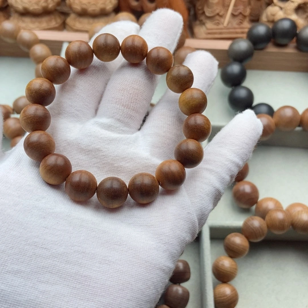 檀香木手串/手链玫**@1.2老山檀香黑肉奶香手串