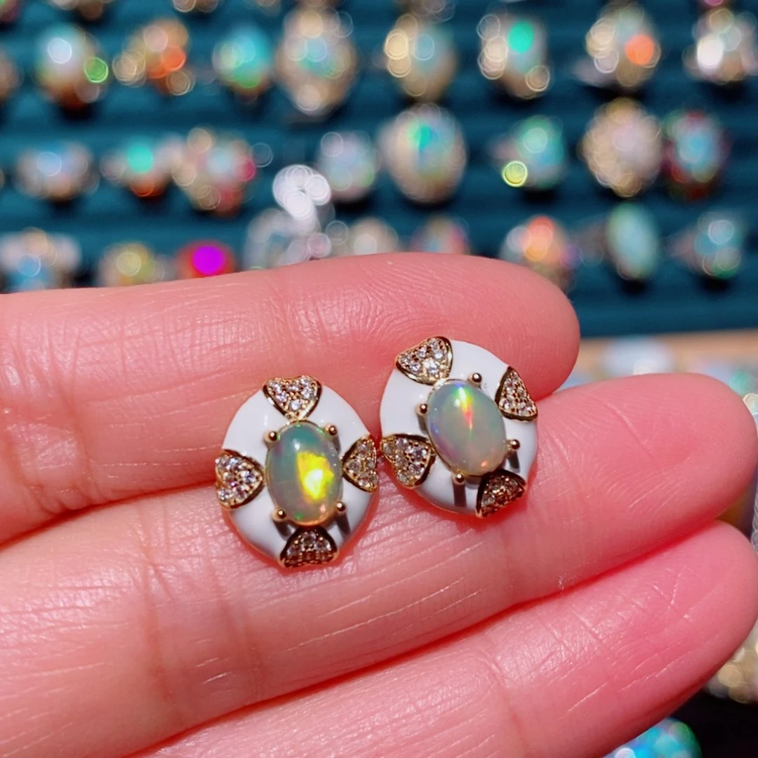 欧泊欧泊耳饰银S925镶嵌