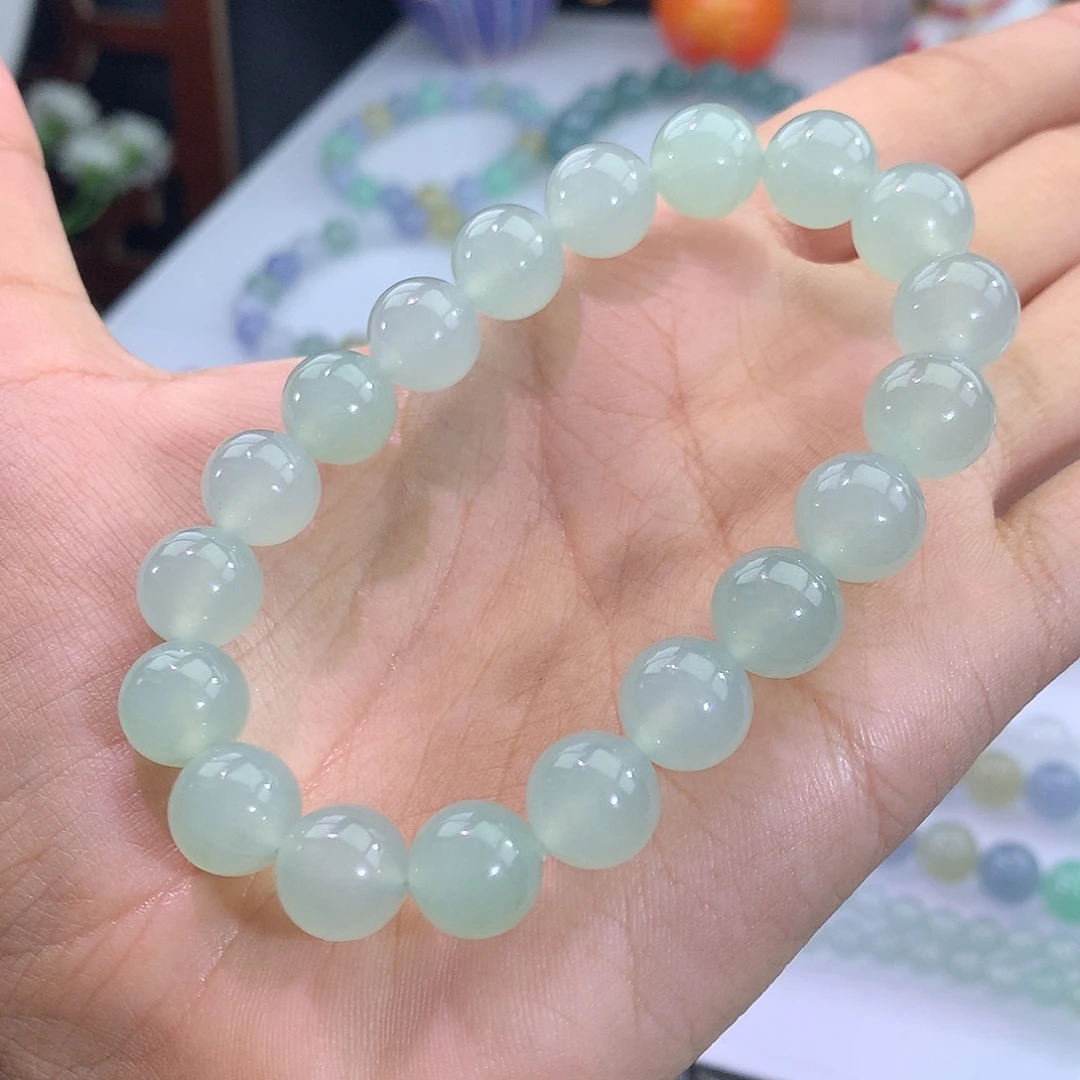 翡翠未镶嵌手链28号 冰种甜绿手串