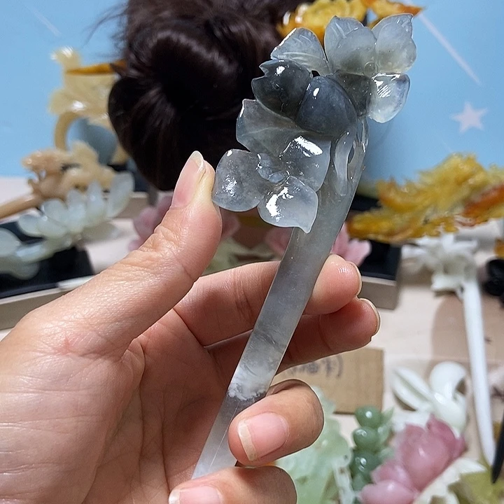 一***豆未镶嵌岫玉发簪发簪