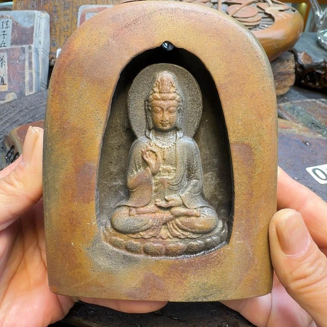歙砚石刻倒流香摆件