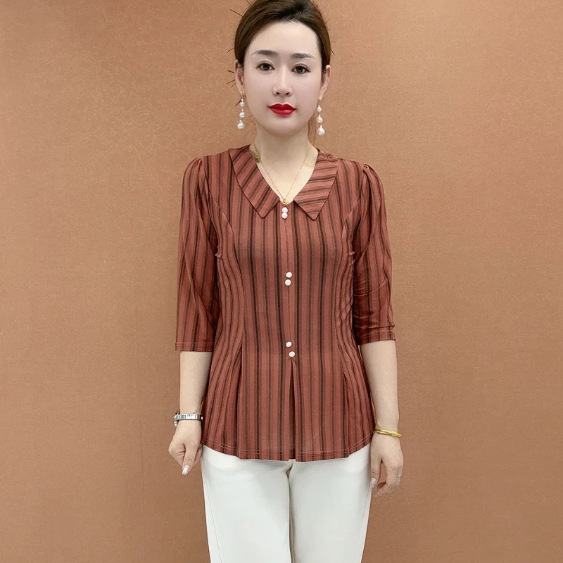 妈妈装新款中老年女装夏季宽松时尚夏装休闲气质中袖两件洋气套装