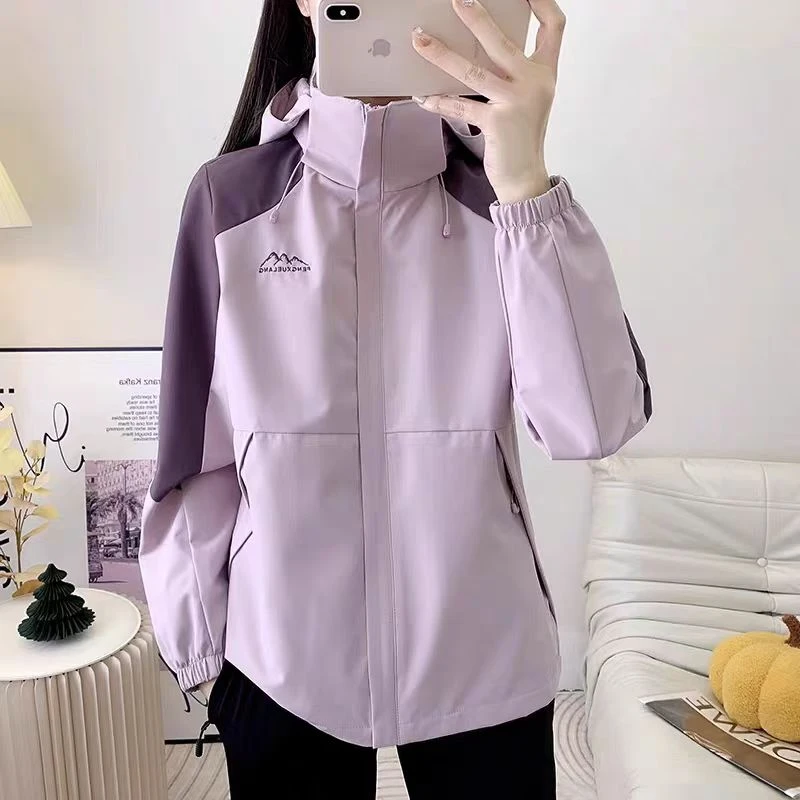 风雪狼春秋冲锋衣女2025新款拼色防水防风软壳户外运动登山外套男