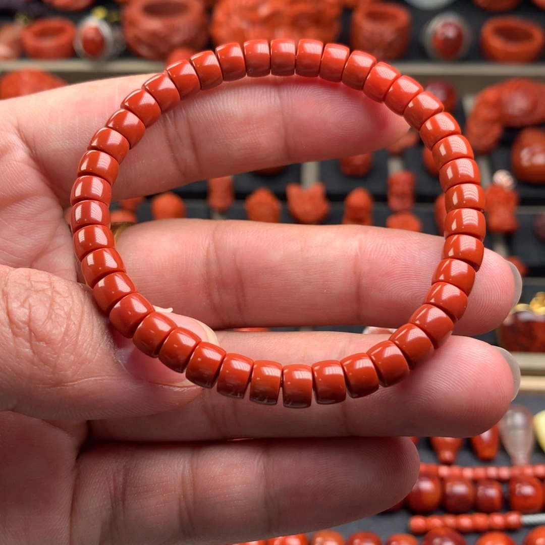 南红玛瑙精工直切药片手串6+未镶嵌