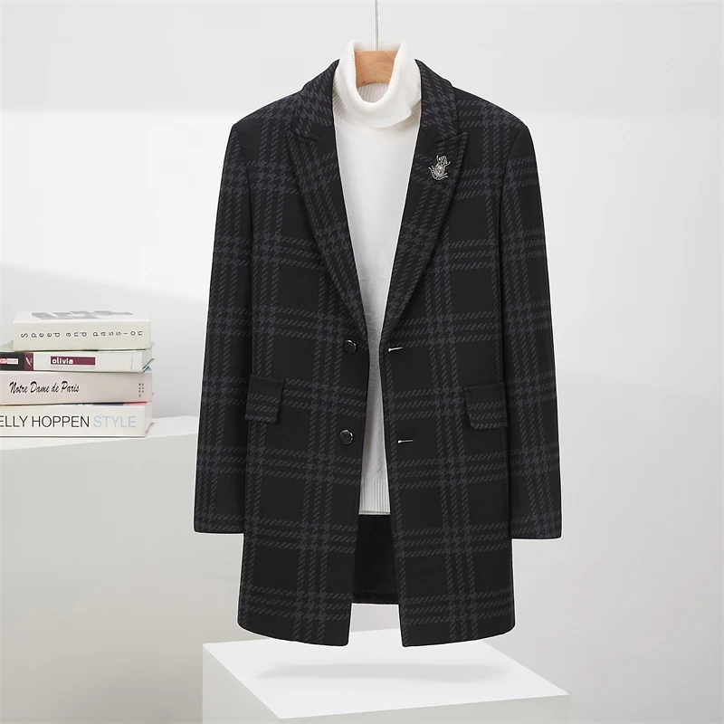 秋冬季中长款男士加厚保暖商务休闲舒适休闲百搭毛呢大衣Z3537