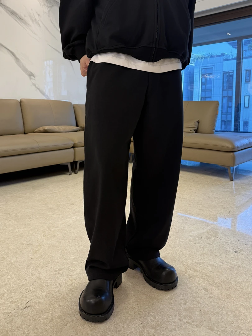 25秋冬新款重磅抓绒毛圈布卫裤立体剪裁水洗宽松直筒显瘦卫裤长裤