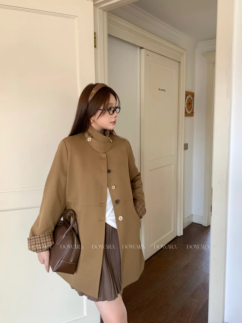 大婉酱肉肉微胖定制【知识份子】韩系高级早秋中长款慵懒风衣0163X