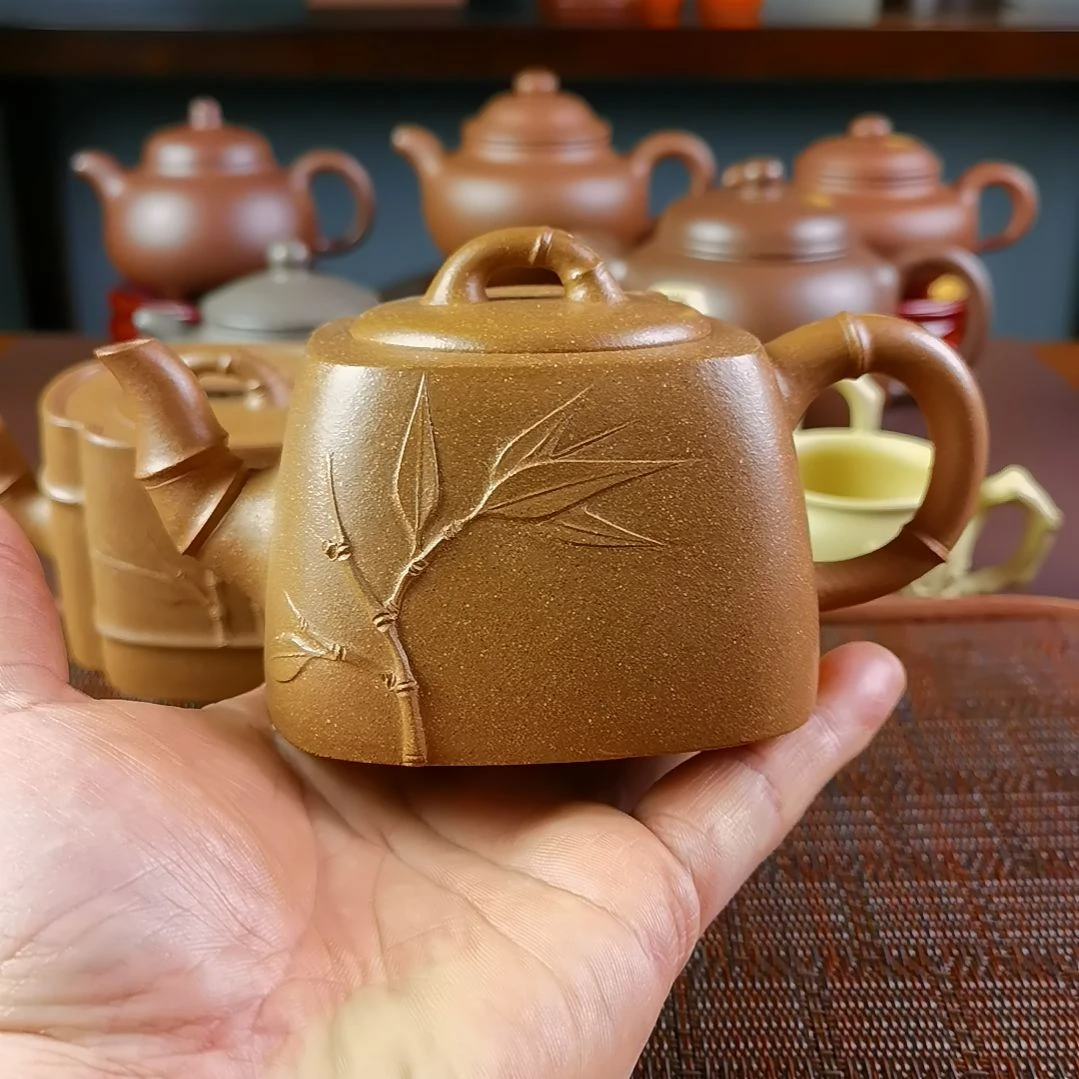 紫砂茶壶段泥四方竹韵300CC