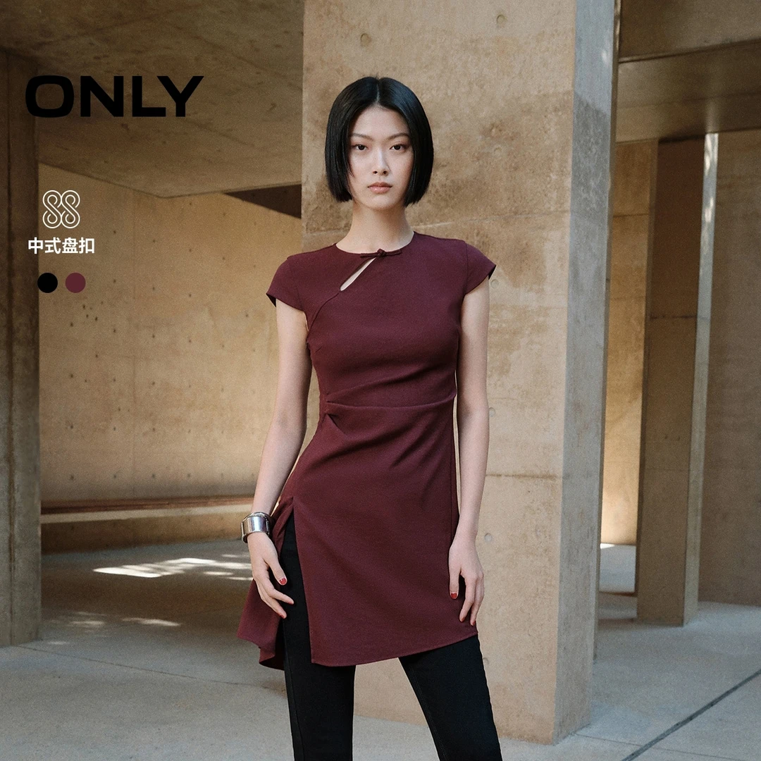 ONLY夏季新中式收腰显瘦短裙连衣裙女纯欲慵懒风女装|125107021