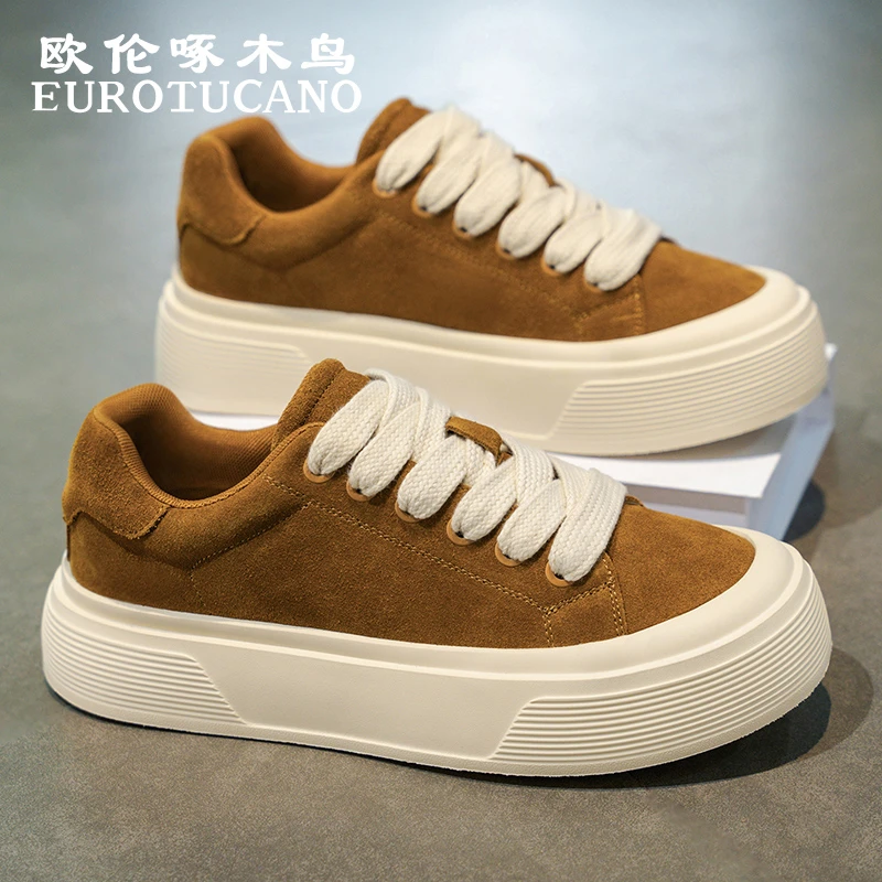 欧伦啄木鸟EUROTUCANO男鞋冬季潮流百搭休闲板鞋男士软底运动皮鞋