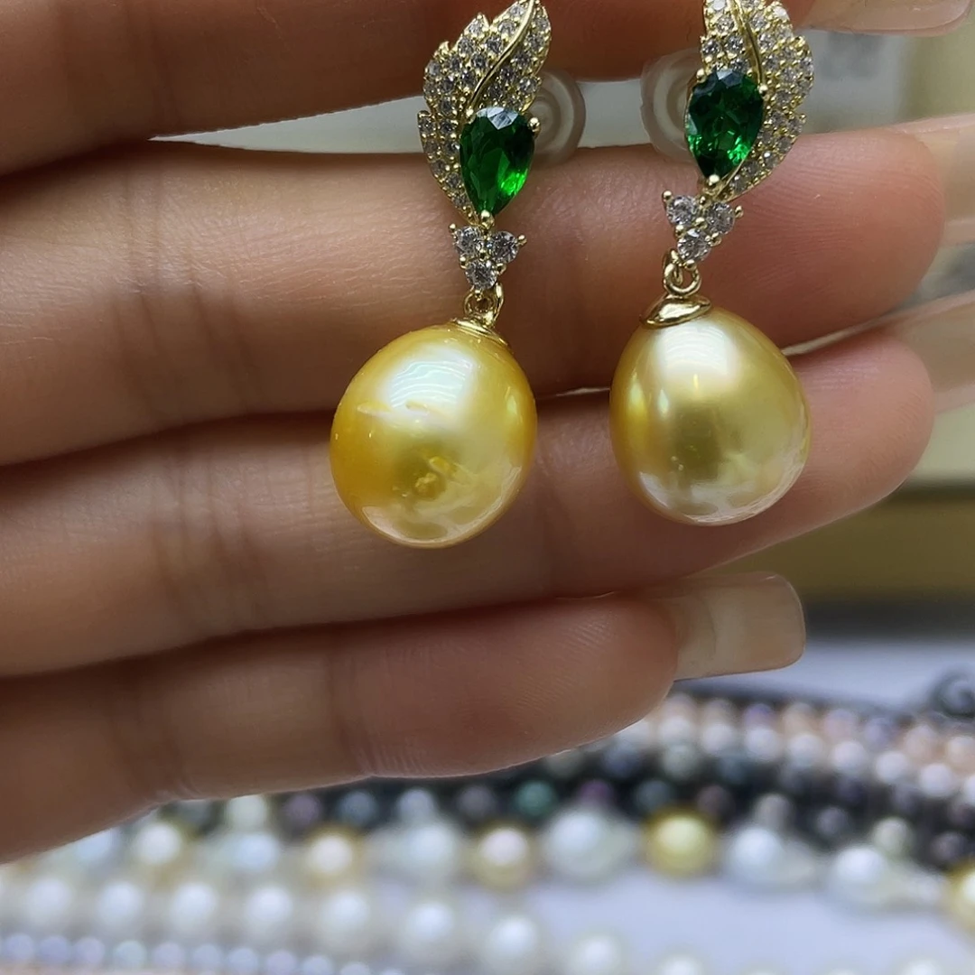 银S925镶嵌海水珍珠耳饰