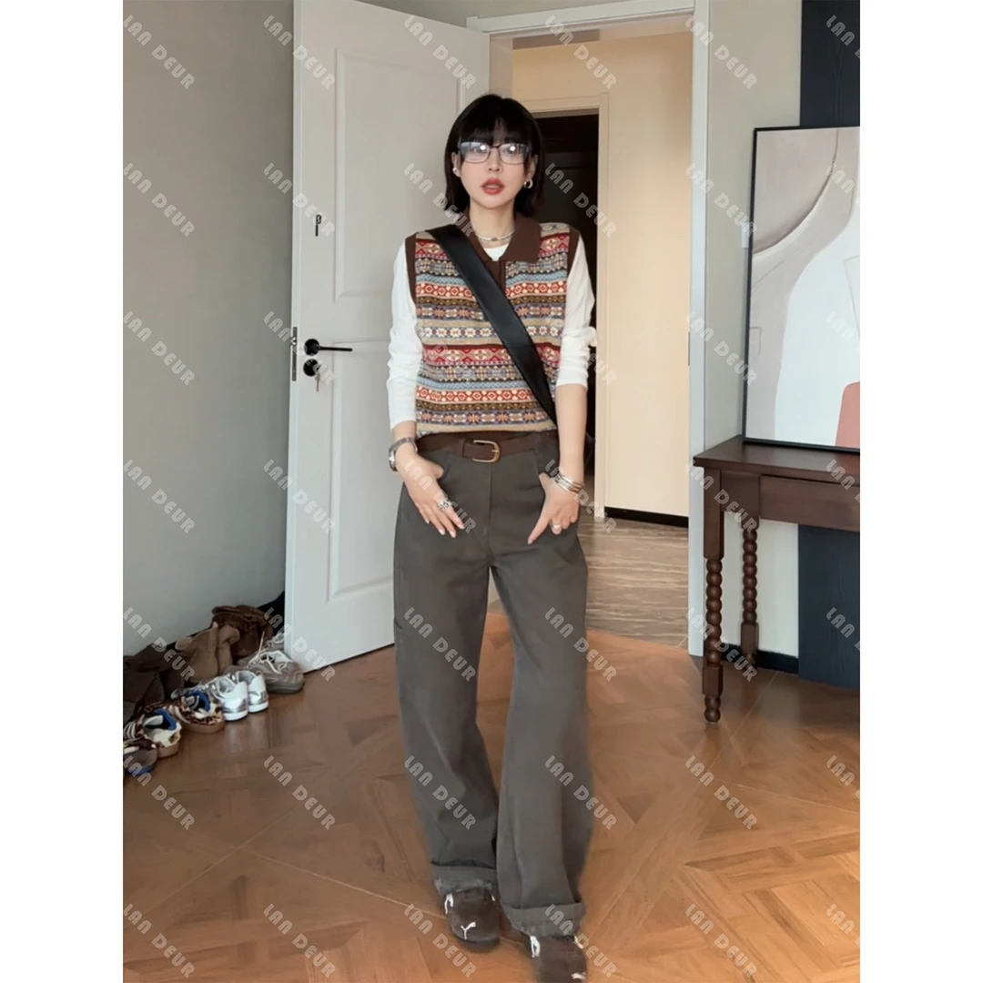 【长腿拍档】加绒轻工装风时尚百搭显瘦气质拖地休闲裤子女