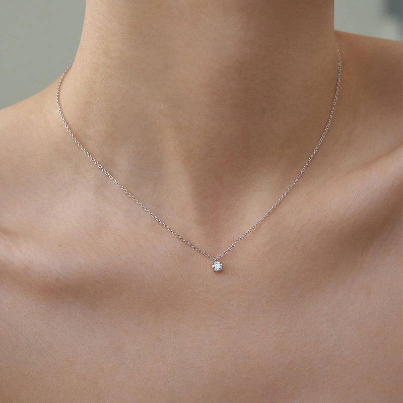 链子925银合成锆石 PAUSA ANN s925极简时髦5A锆石4mm/6mm项链