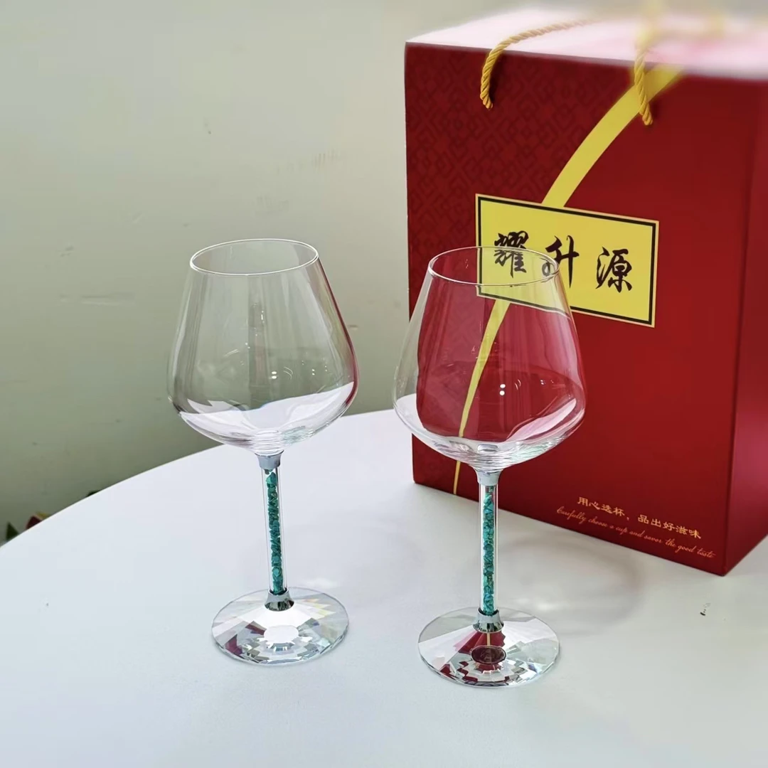 绿松石水晶玻璃茶具茶杯配件酒杯2个装