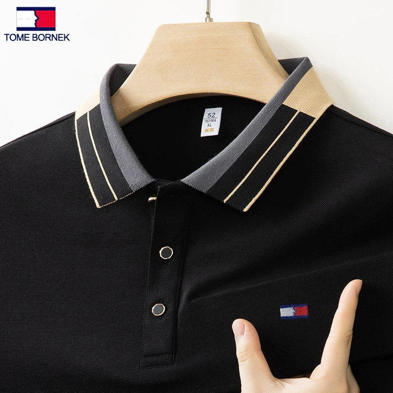 【旗舰店】正品汤米希凯利短袖POLO衫男夏季纯色休闲透气男士T恤衫