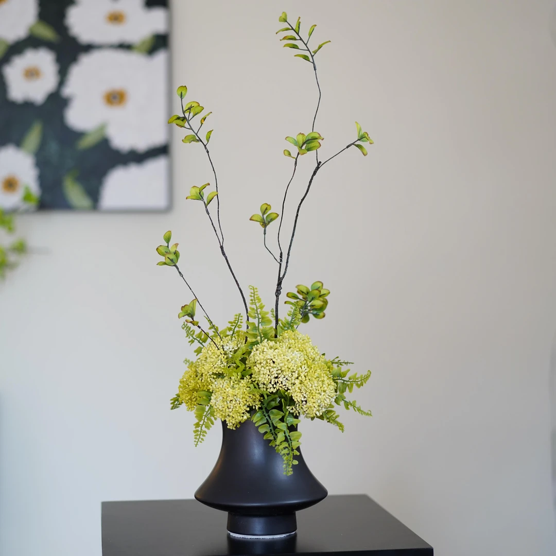 星禾设计|仿真花新中式侘寂风绿色森系花艺摆件客厅装饰设计感