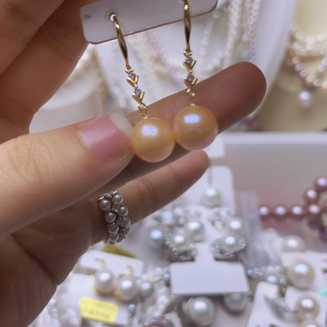 吊坠或者耳钉淡水珍珠银S925镶嵌