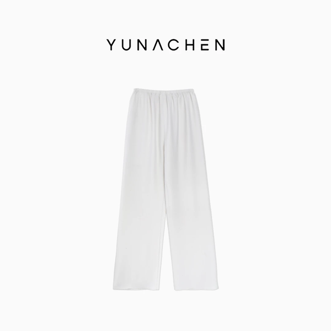 菠萝宝宝yuna【未染】白色醋酸松紧腰旮旯裤女士休闲裤YF25