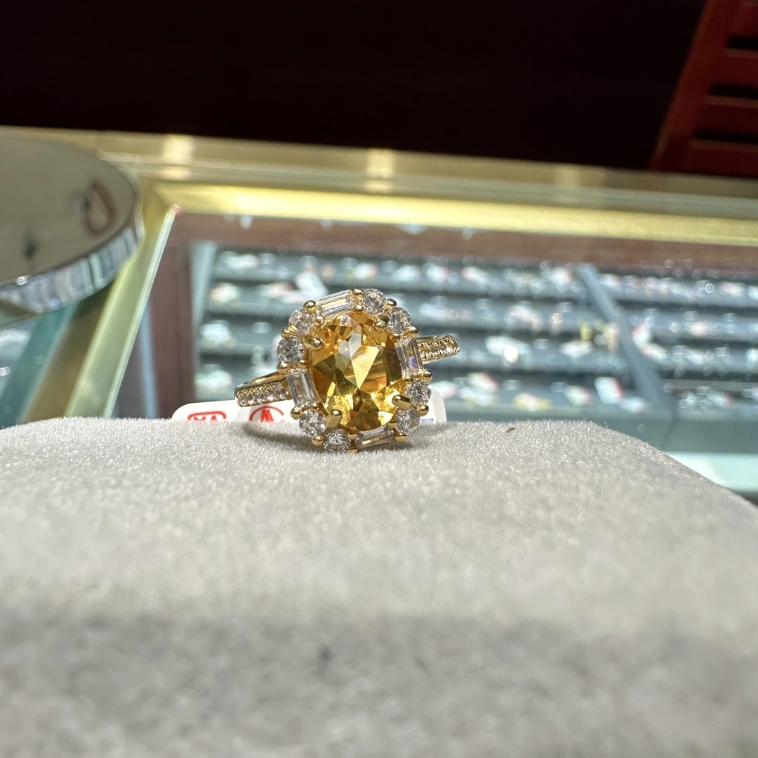 【525】天然黄水晶戒指特价