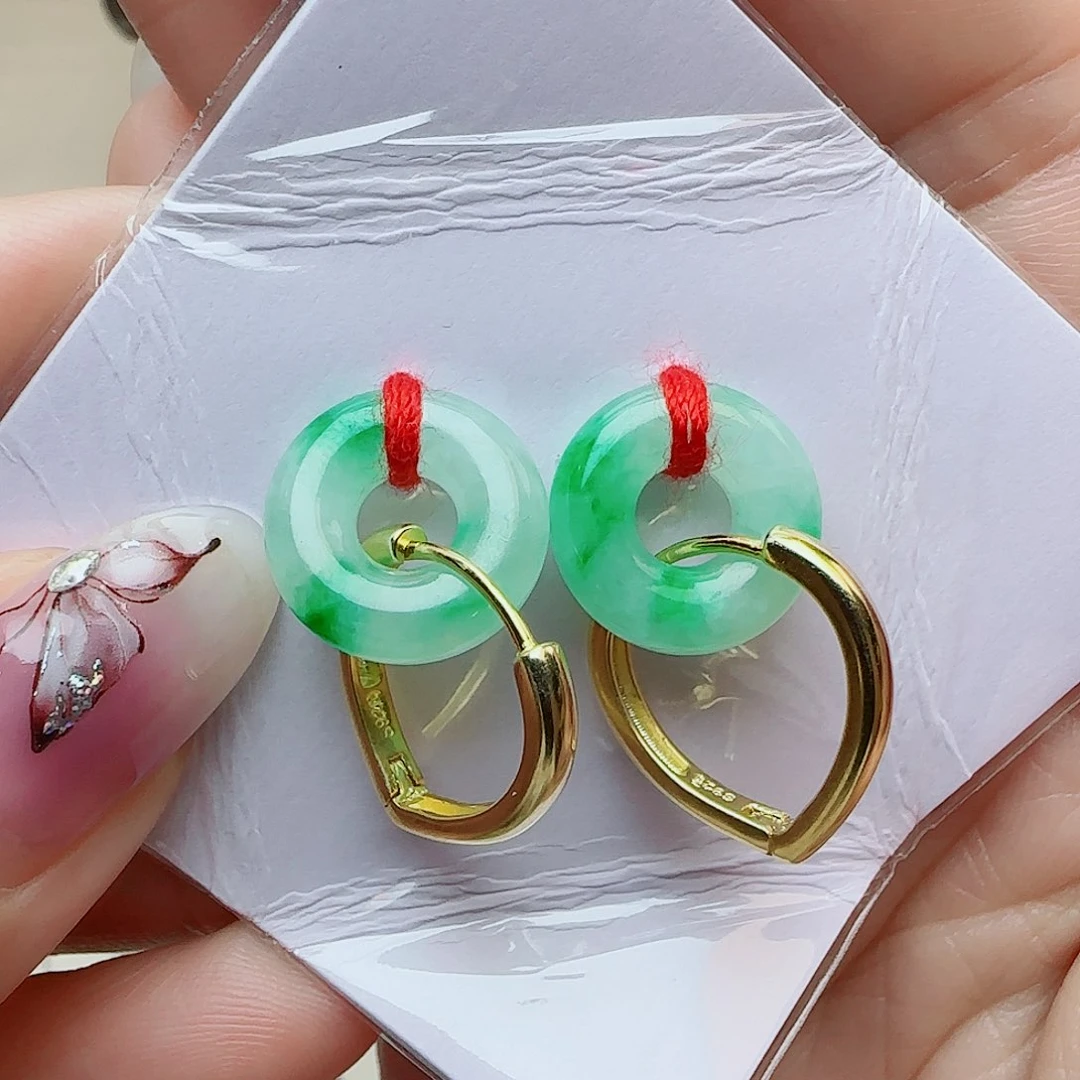 翡翠银S925镶嵌耳饰༨****?耳包款