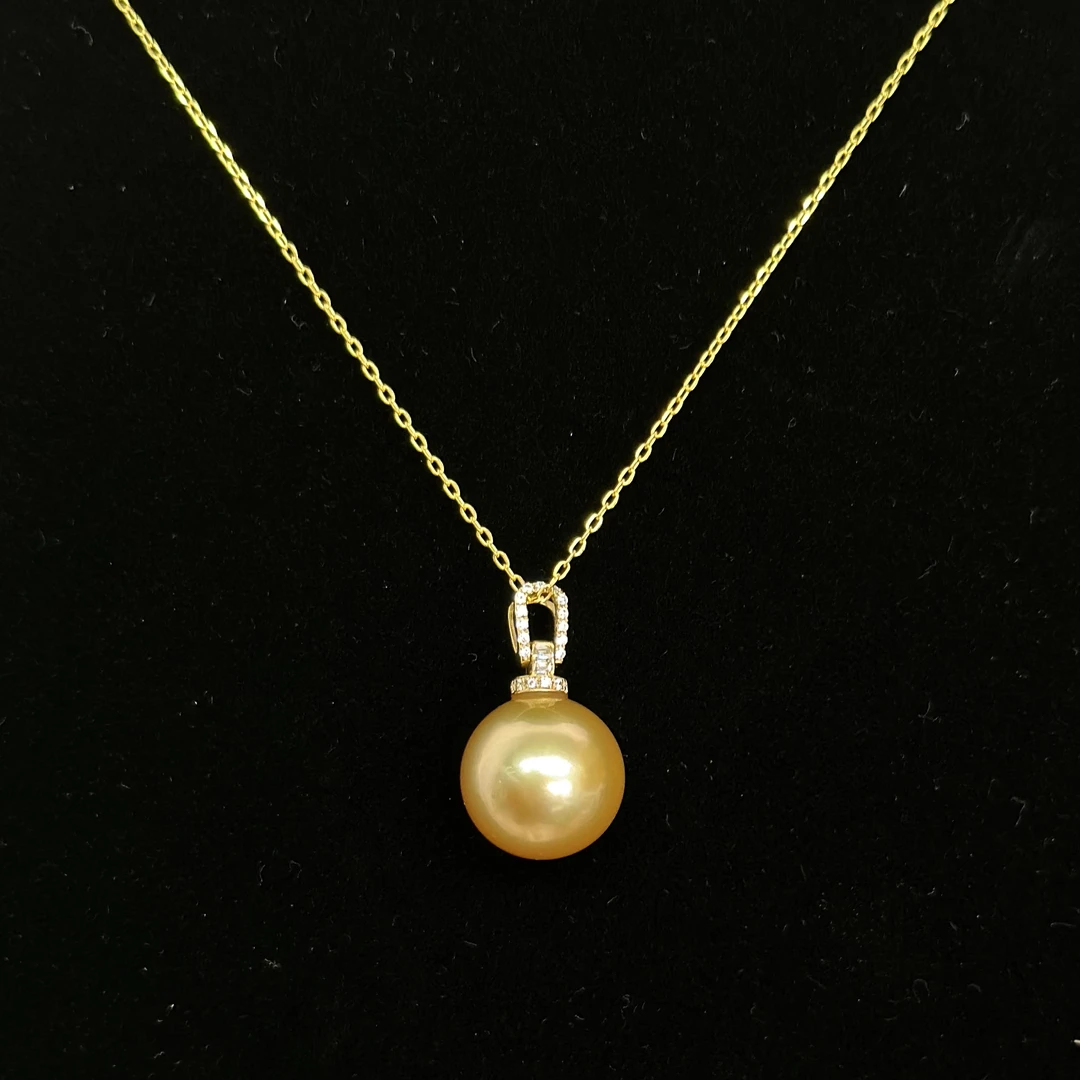 【浓赤金五星吉尔德】南洋金珍珠时尚高贵吊坠11-12mm含吉尔德大证