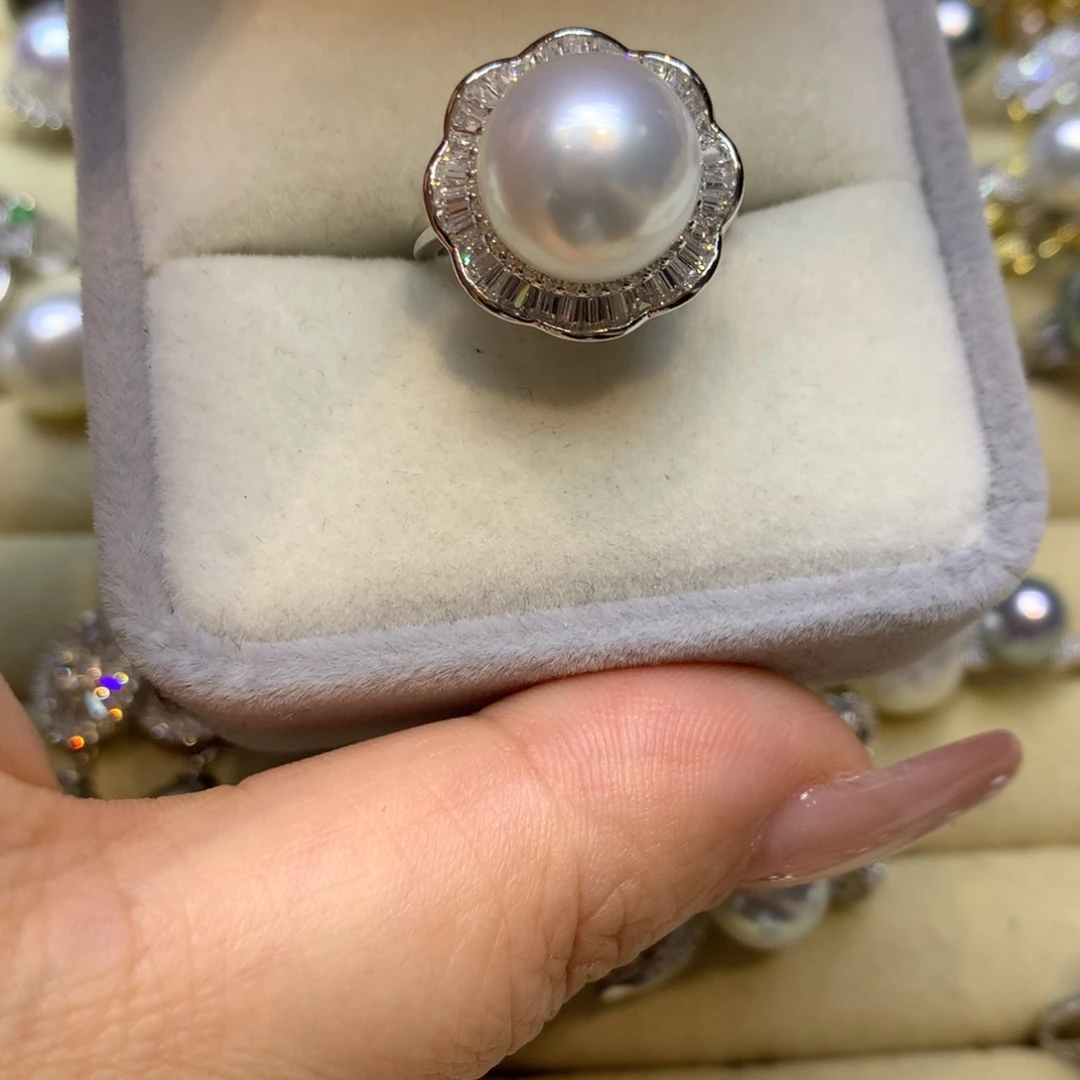 银S925镶嵌戒指海水珍珠