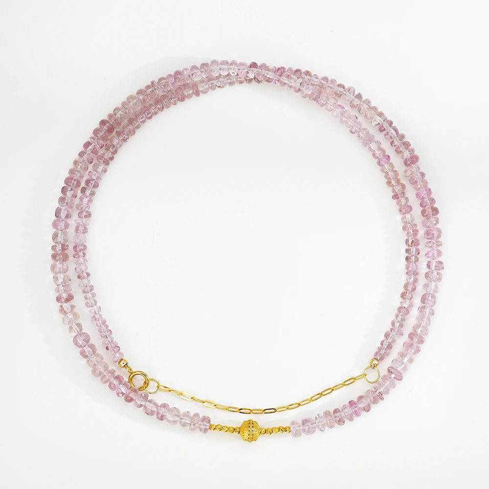 【樱花冻】18K粉碧玺项链（40+5）45003