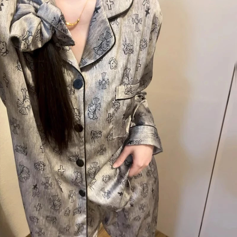 可爱HelloKitty睡衣女款春秋季冰丝长袖可外穿高级感冬天家居服