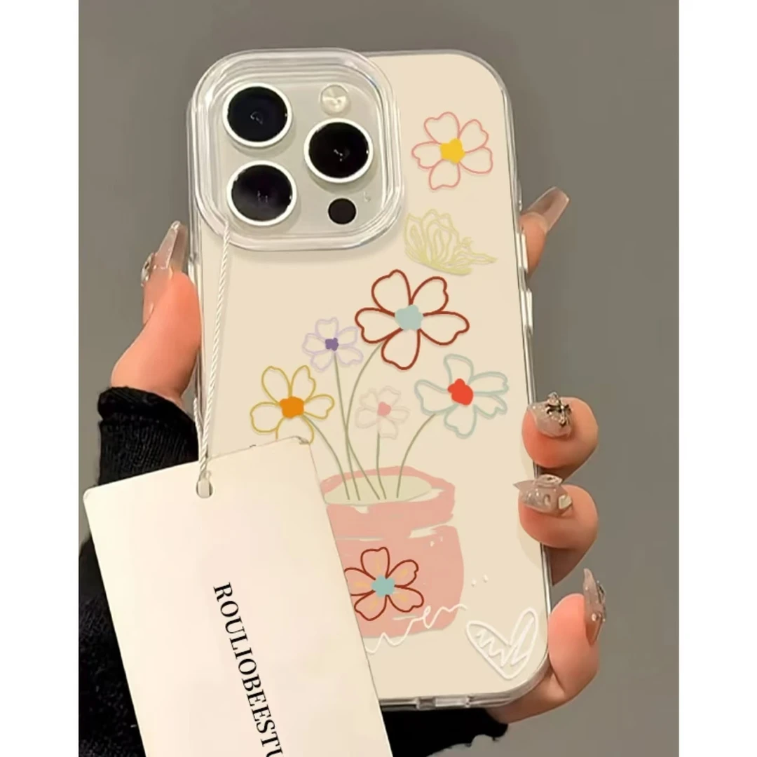 素描线条花适用于苹果13/15/16promax女壳VIVO华为OPPO小米15女壳