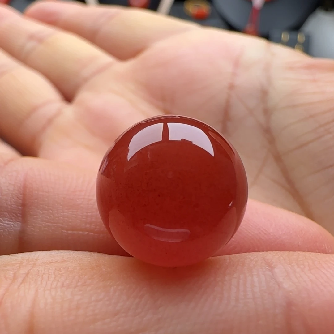 南红玛瑙未镶嵌圆珠14.9皮裂白纹