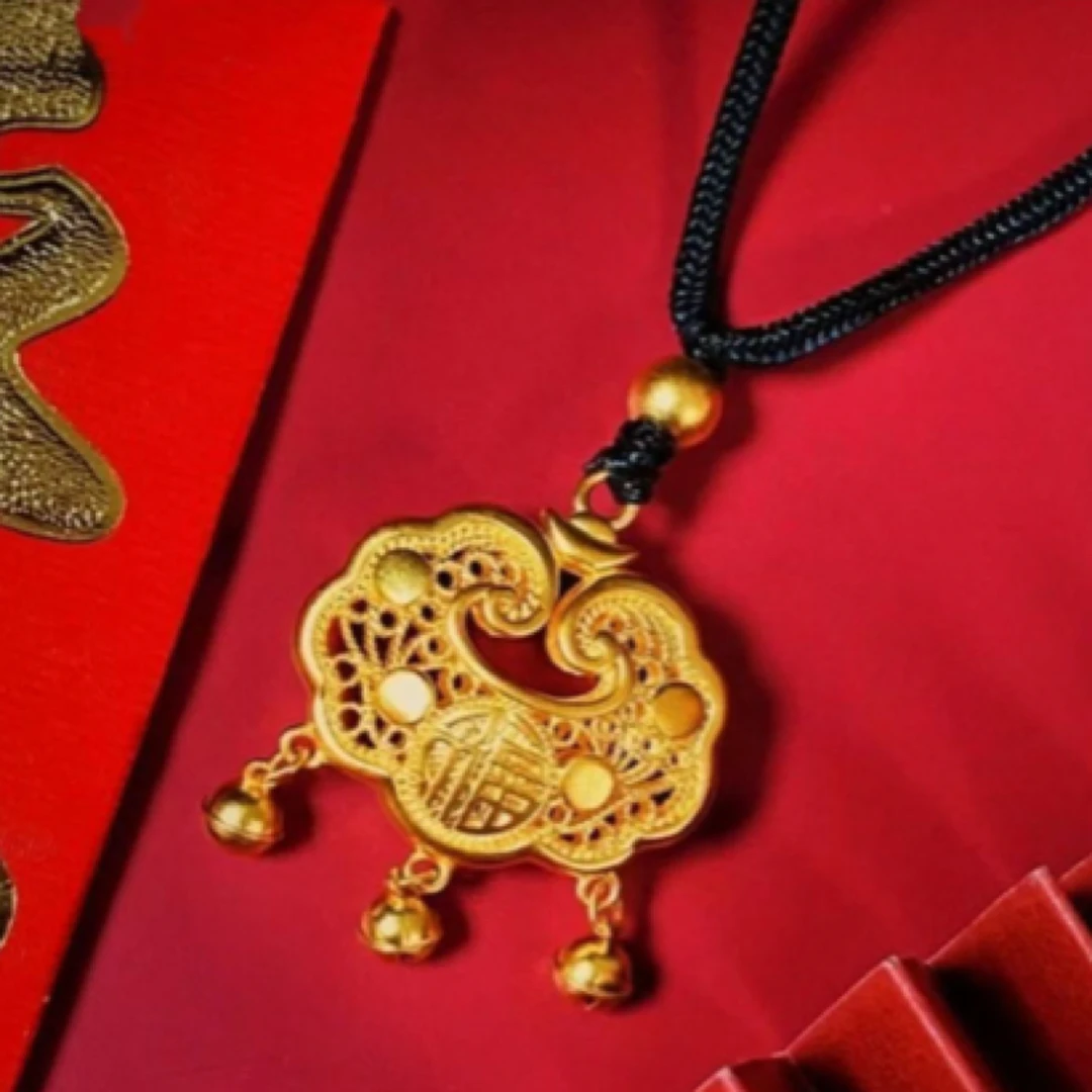 合金吊坠 古法•长命百岁平安富贵锁