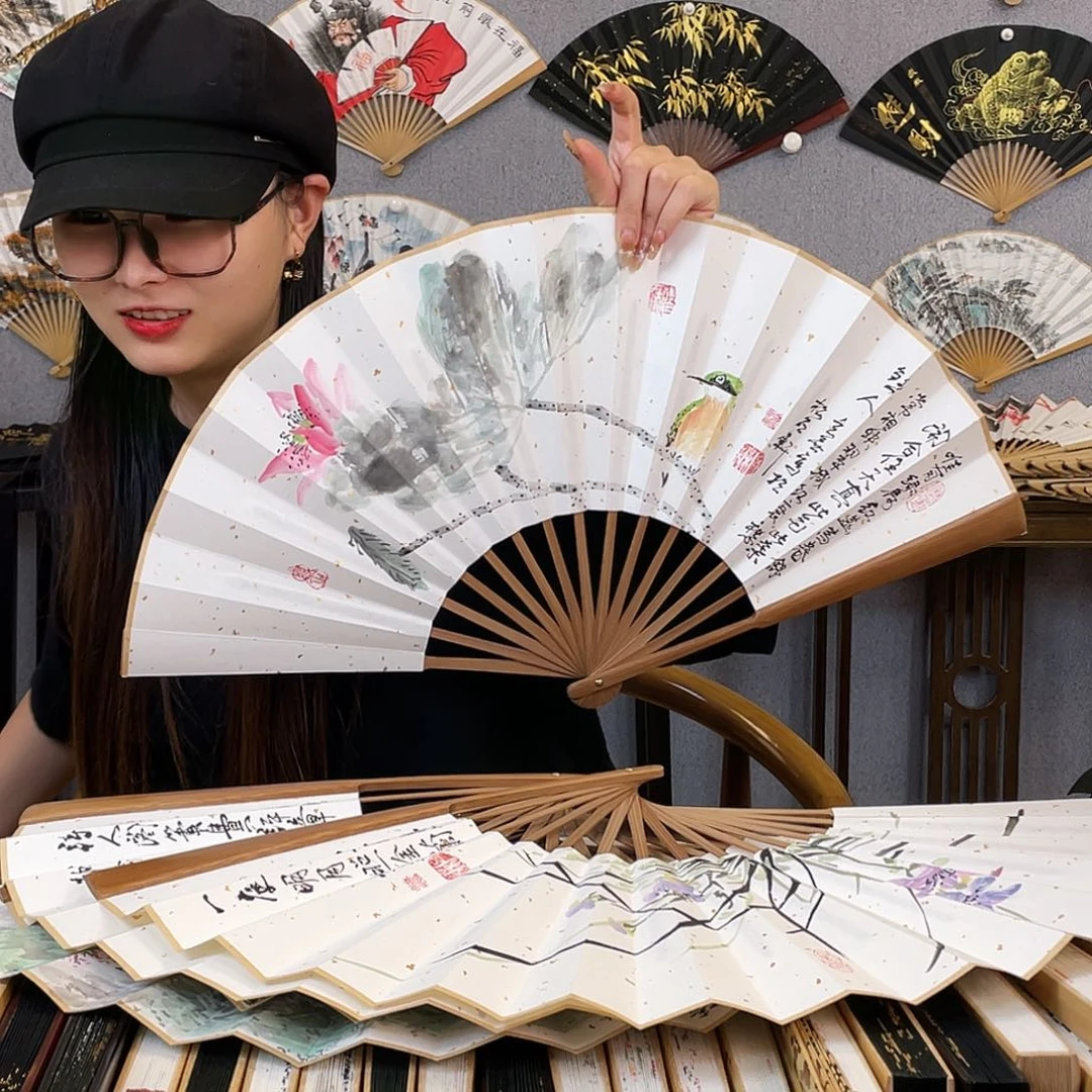 国画10寸-油竹福利折扇（默认粘好）