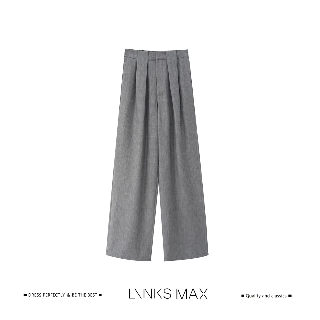 Links Max 【可可专属】设计感立体褶皱直筒西装休闲裤51160