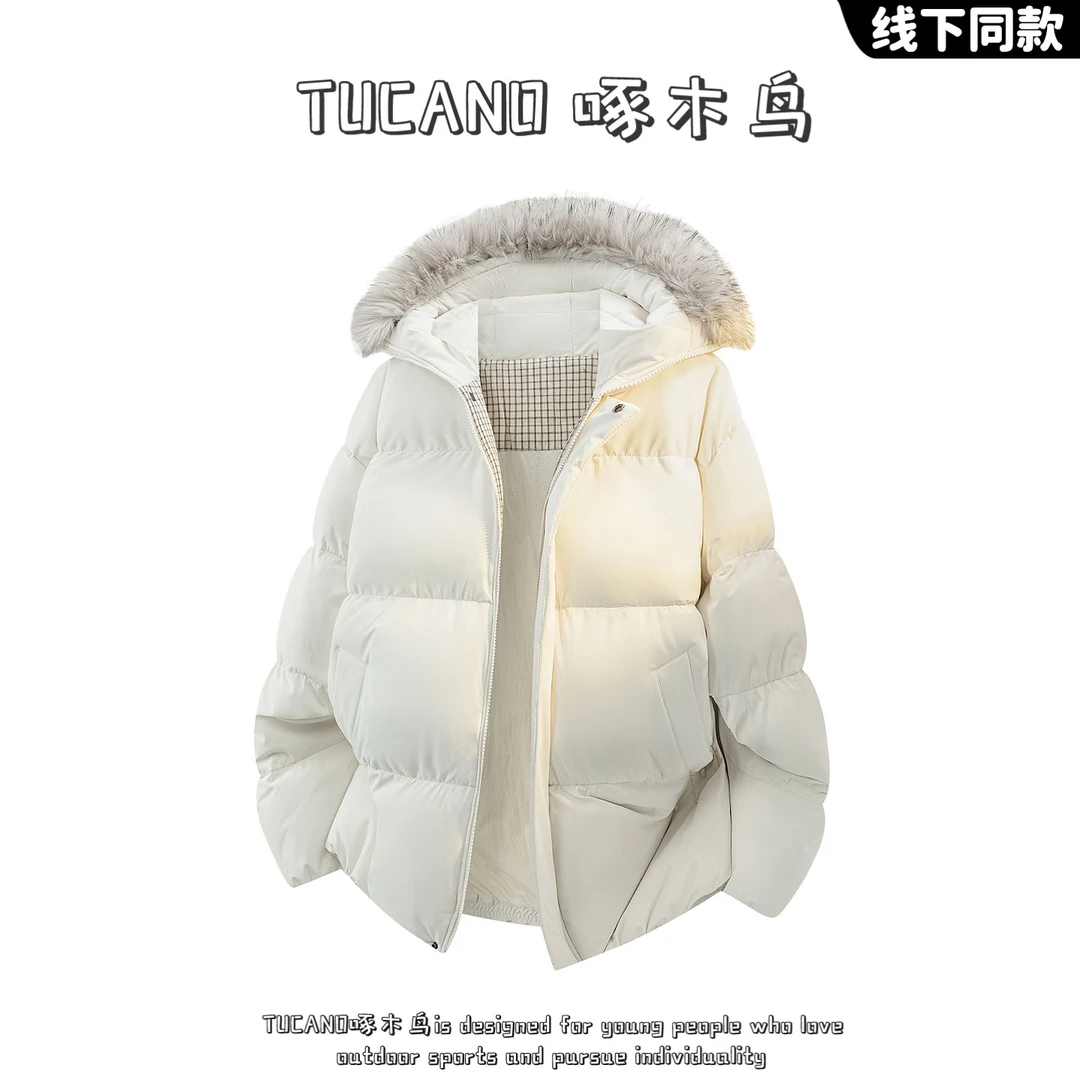 啄木鸟美式复古毛领棉衣秋冬季男士加厚保暖面包服高级感百搭外套