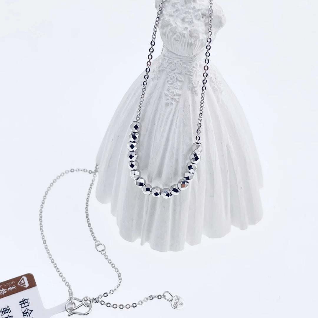 铂金Pt950爆闪微笑套链3.92克可调节41、43、45厘米