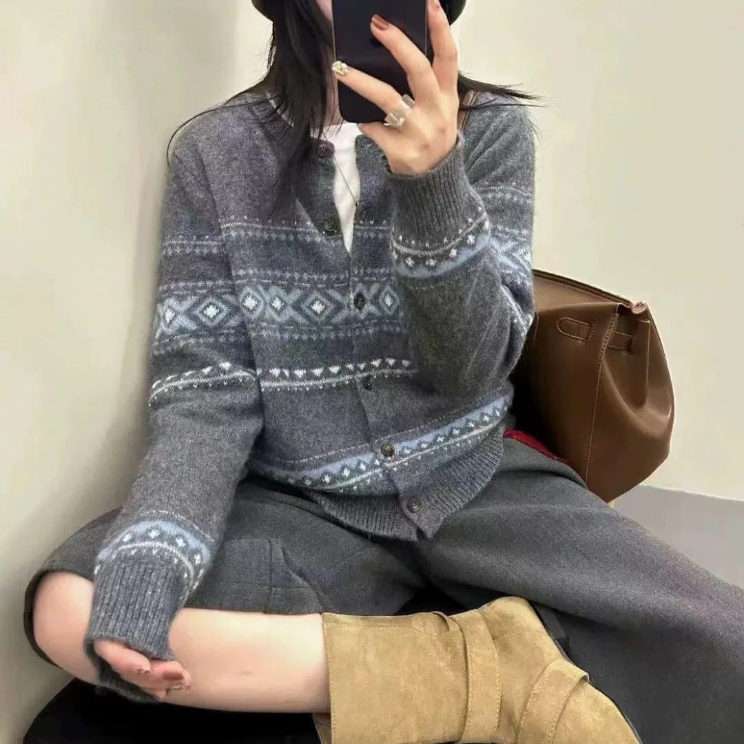 木木家｜可机洗｜年货系列费尔岛提花针织开衫