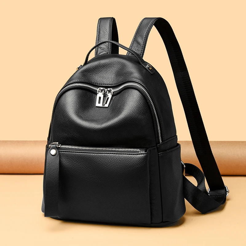 玫瑰袋鼠双肩包女士真皮2025新款头层牛皮时尚软皮大容量旅行背包