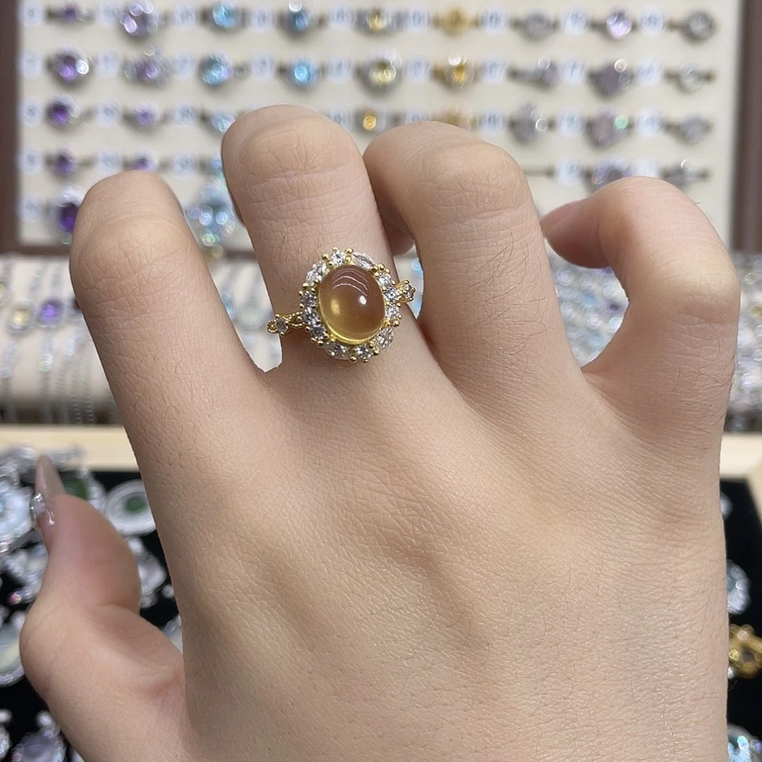 小***到黄晶戒指银S925镶嵌