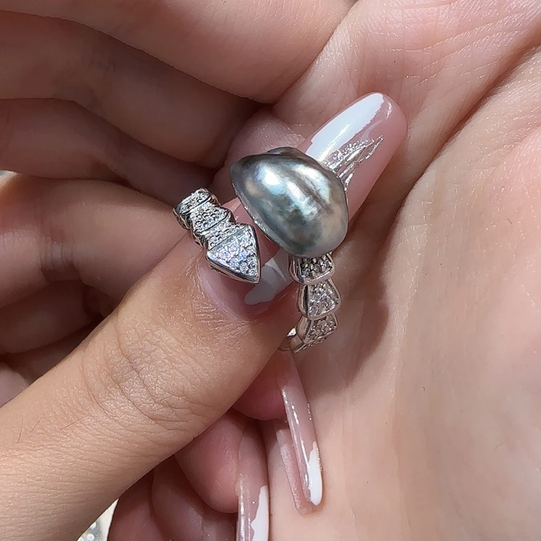 *****银S925镶嵌戒指海水珍珠