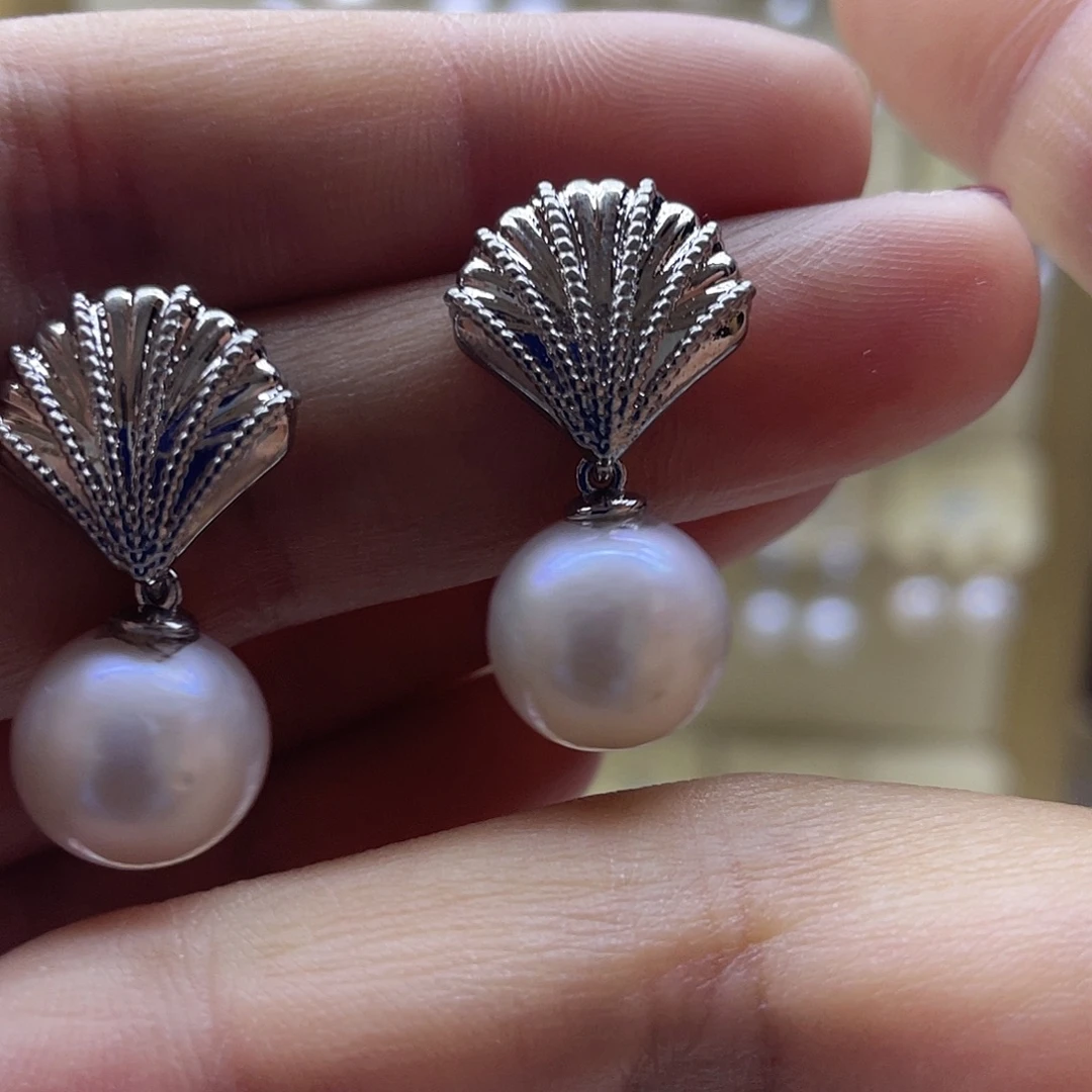 淡水珍珠耳饰银S925镶嵌