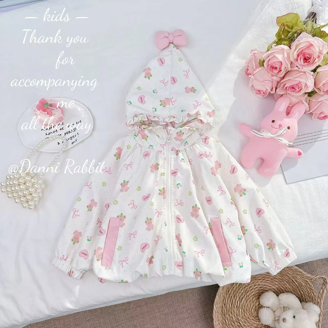 【Dannirabbit】*满印小熊+花边巫师帽*女童外套 D-A266