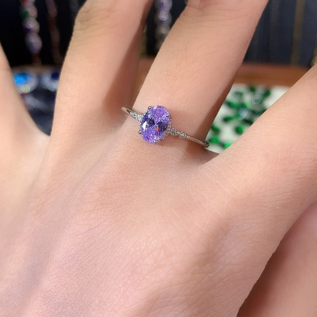 银S925镶嵌戒指碧玺白57