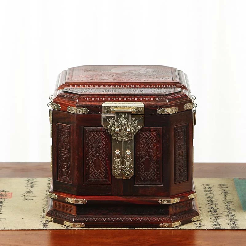 红酸枝丹凤朝阳首饰盒镜箱