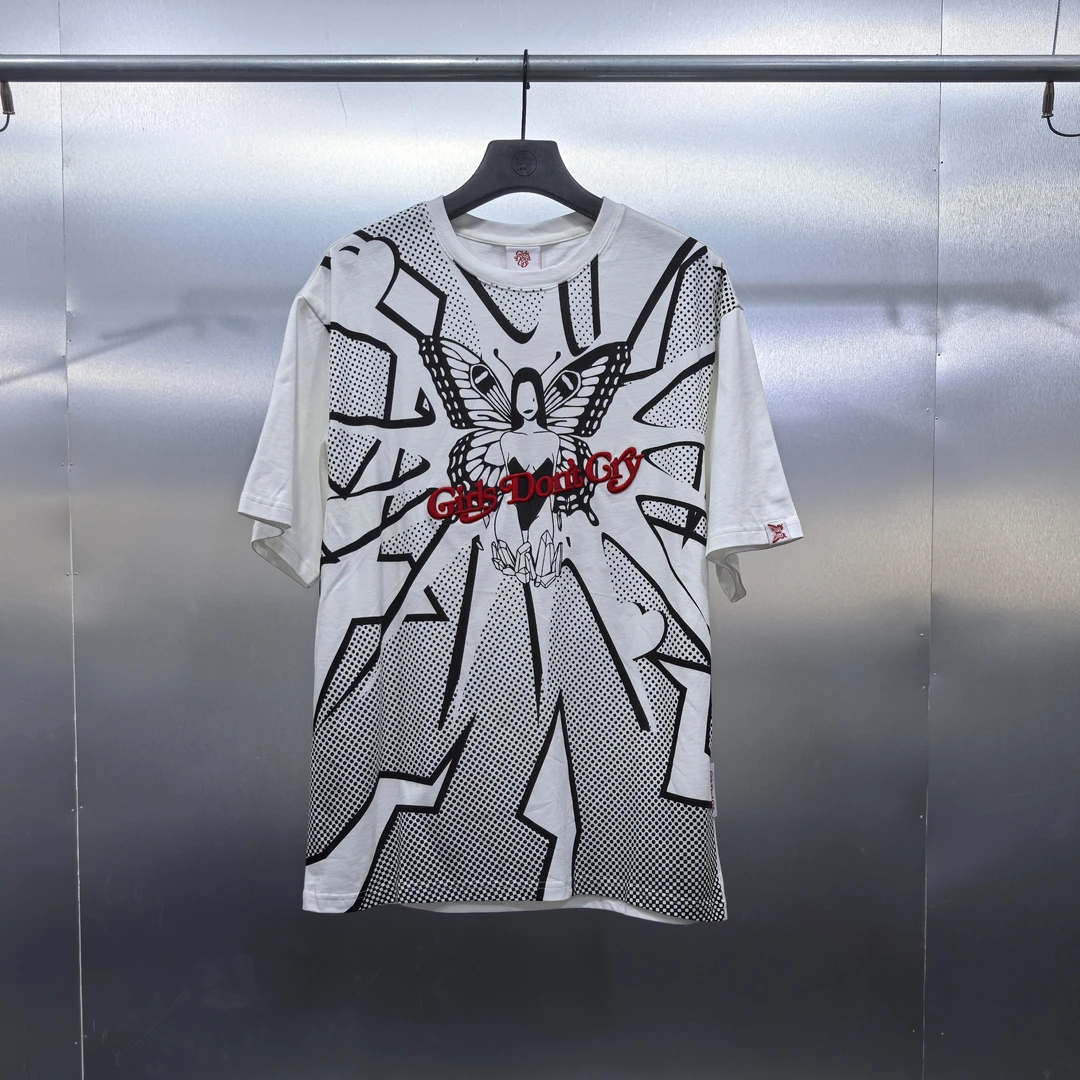 V06-62618-GIR夏款正面满印涂鸦印花宽松百搭休闲T恤