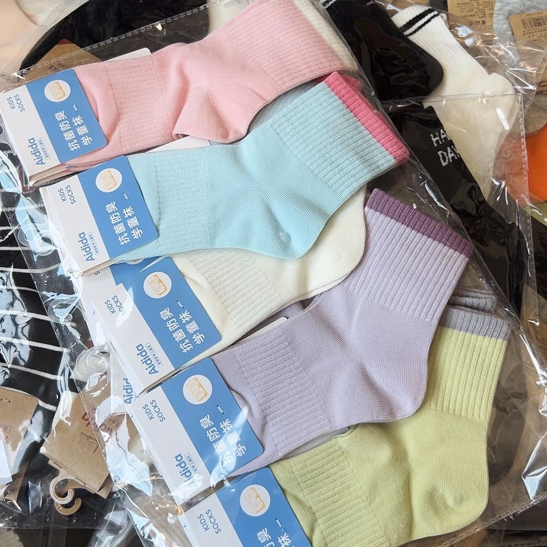 棉类混纺女童彩色，百百，xl码，5双