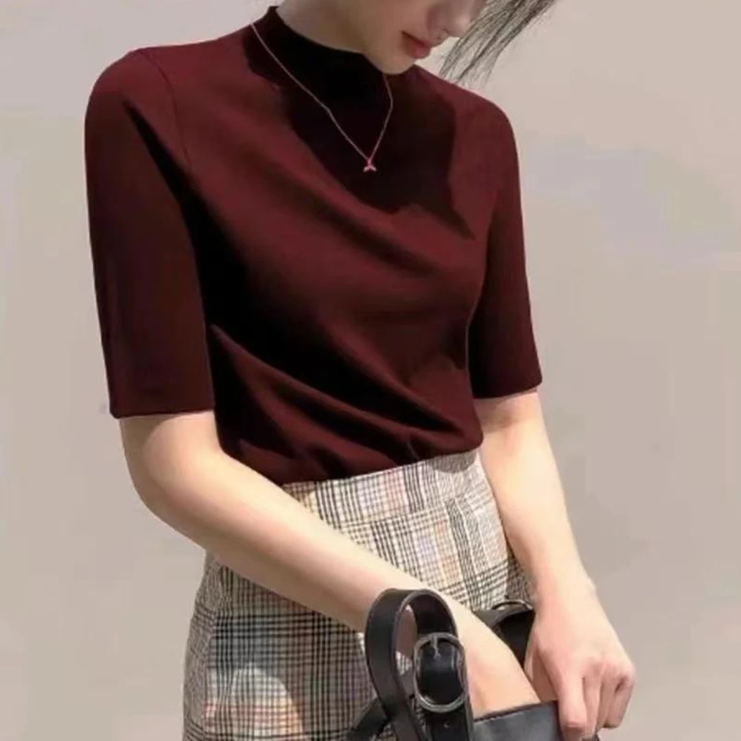 【全运补】爆款春秋款修身显瘦中袖打底衫女五分袖内搭百搭打底上衣