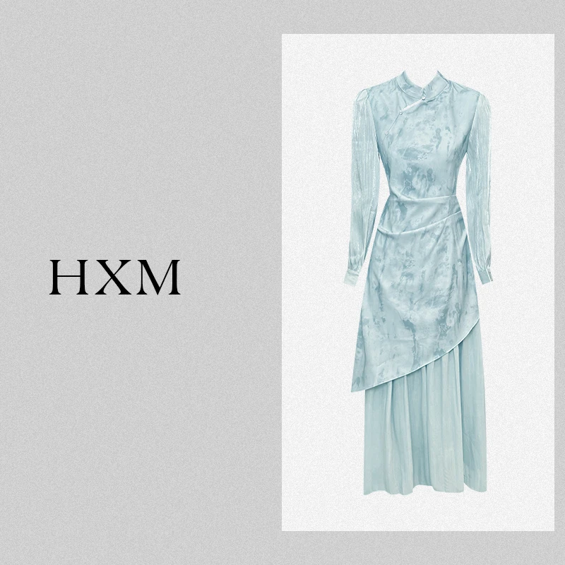 新中式江南风改良款旗袍式连衣裙2025春季新款日常可穿长裙显瘦