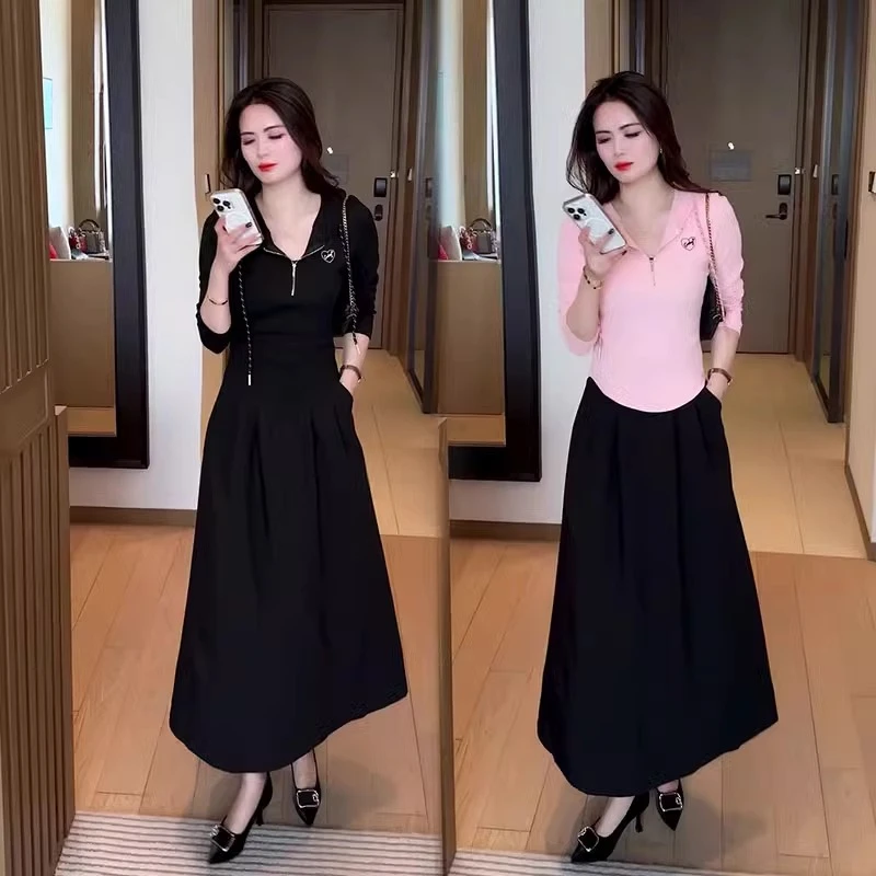 长袖连帽T恤卫衣女款2025新款爆款春季洋气时尚休闲带帽修身上衣